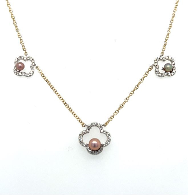 14K Multi Concho Pearl Necklace