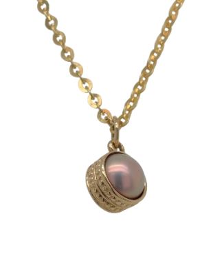 14K Bezel Set Concho Pearl Pendant