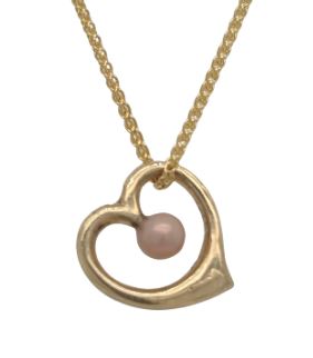 14K Floating Heart Concho Pearl Pndt