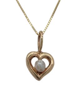 14K Concho Pearl Heart Pendant