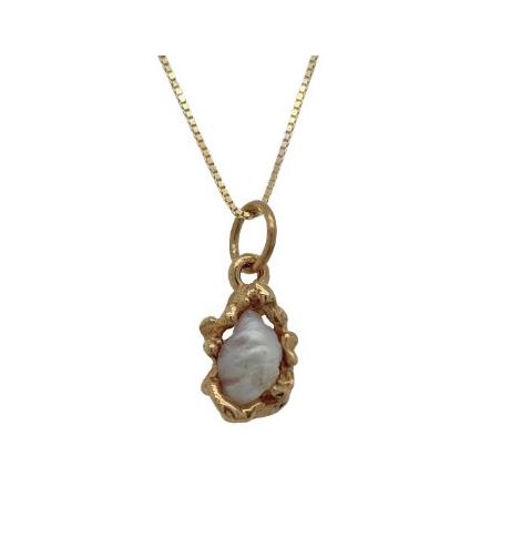 14K Medium Baroque Concho Pearl Pendant