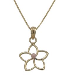 14K Concho Pearl Open Flower Pendant