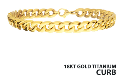 18Kt Gold Titanium Curb Chain Bracelet