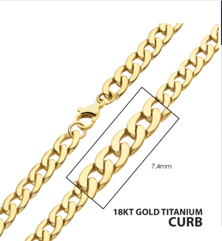 18Kt Gold Titanium Curb Chain