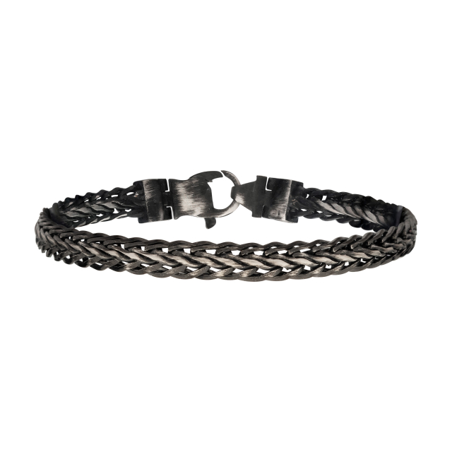 Stainless Steel Black Spiga Chain Bracelet