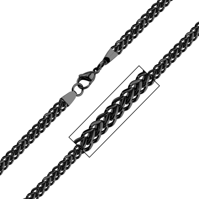 Stainless Steel Black Franco Chain