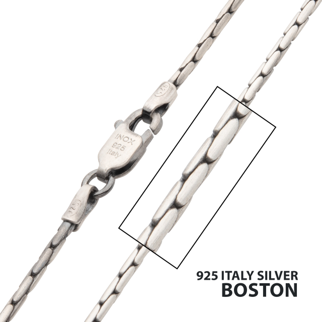 Italy Silver Black Boston Chain