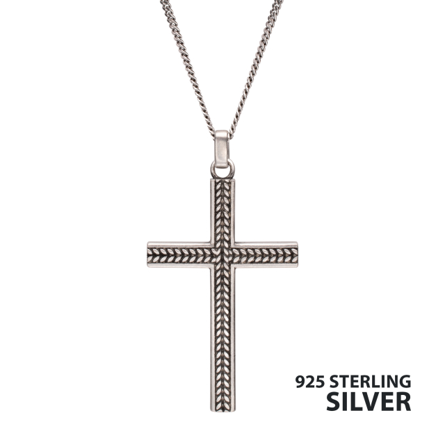 Sterling Silver Chevron Cross Pendant