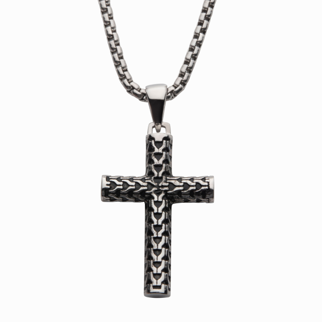 Stainless Steel Scale Cross Drop Pendant