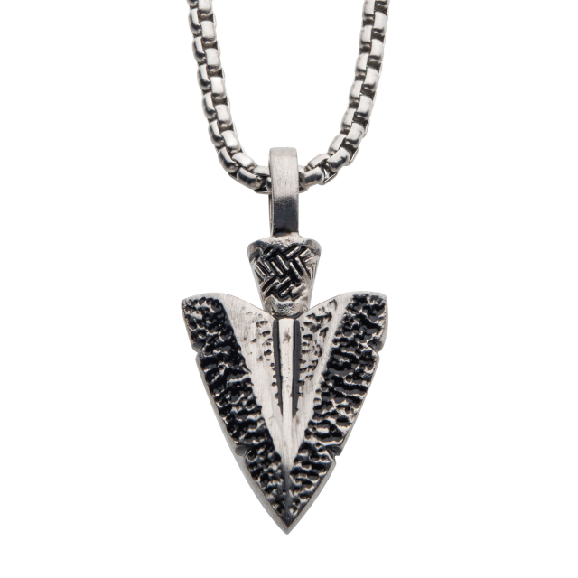 Antiqued Steel Arrowhead Pendant