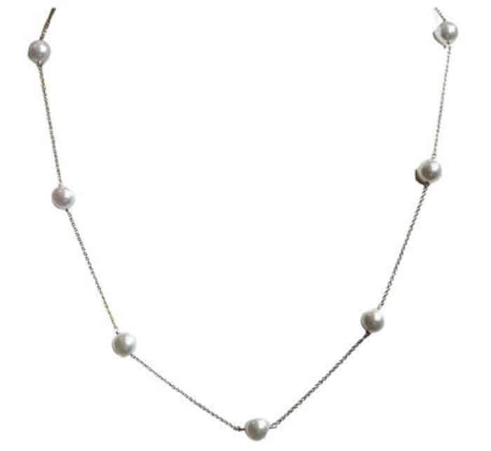 14KY Freshwater Pearl Tin Cup Necklace