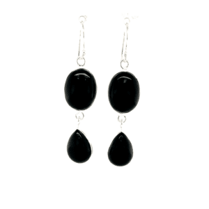 SS BLK ONYX DANGLE EARRINGS