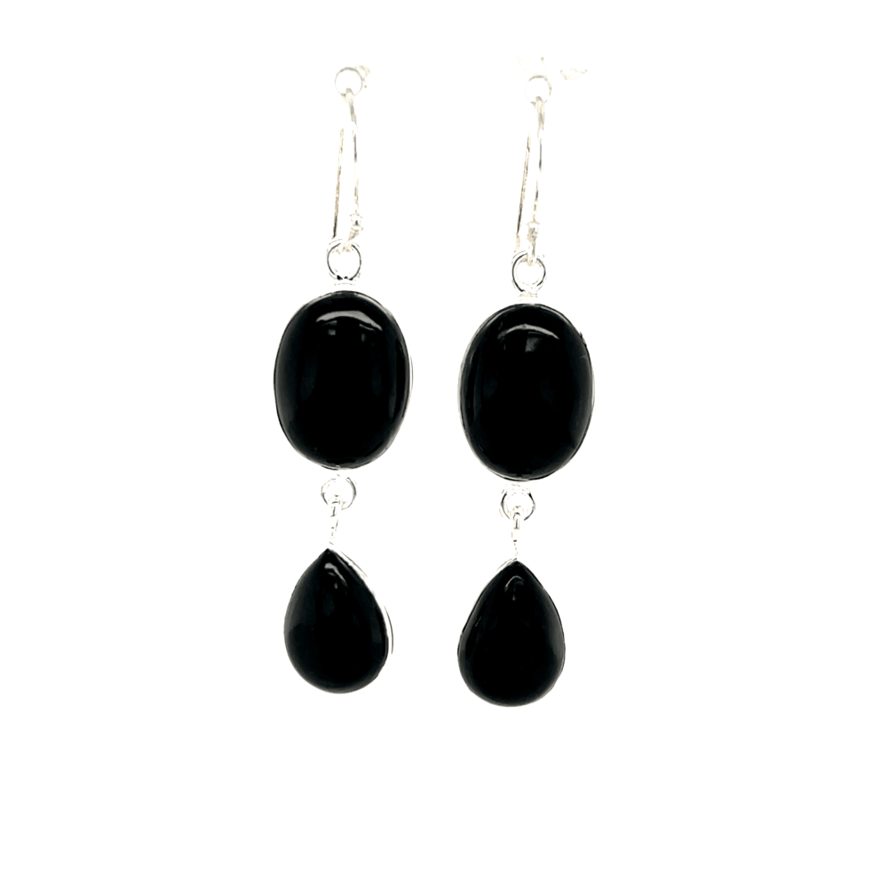SS Double Black Onyx Earrings