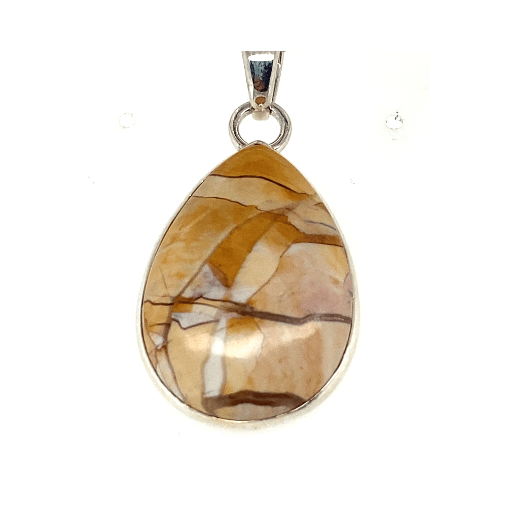 SS Brecciated Mookite Pendant with Chain