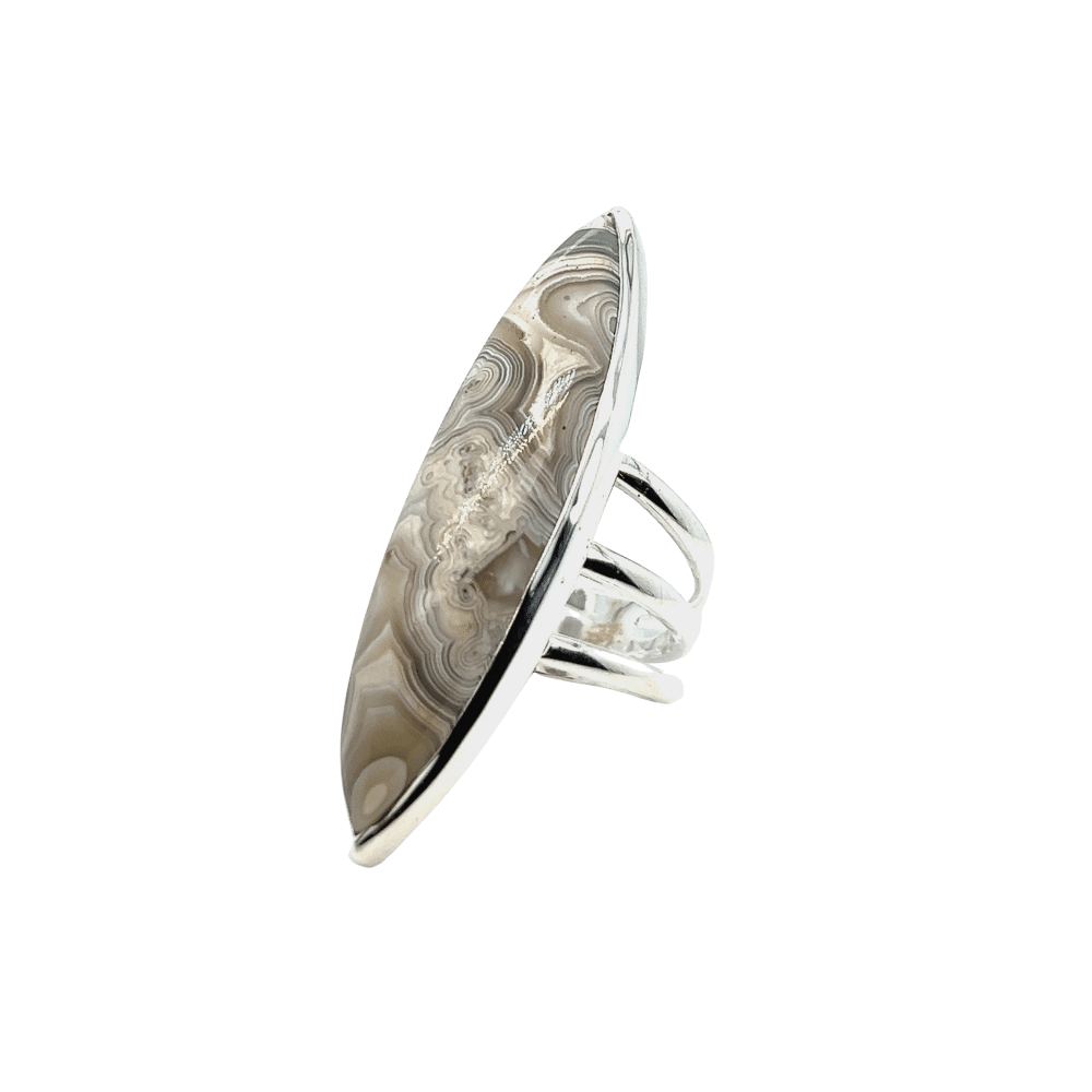 SS Crazy Lace Agate Ring