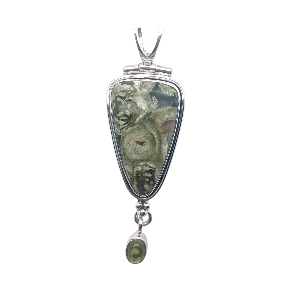 SS Idocrase / Rainforest Jasper Pendant