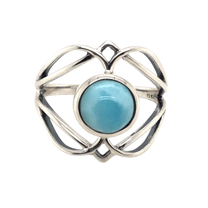 SS LARIMAR RING SZ 8