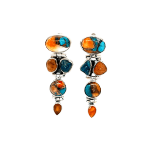 SS SPINEY OYSTER, FANTA GARNET, CARNELIAN EARRINGS