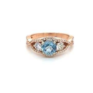 KR 3 STONE AQUA DIA RING
