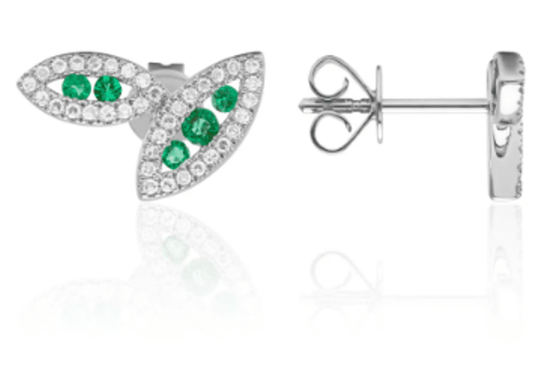 14KW Emerald Leaf Studs