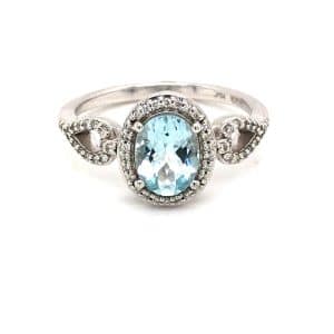KW OVAL AQUA DIA RING