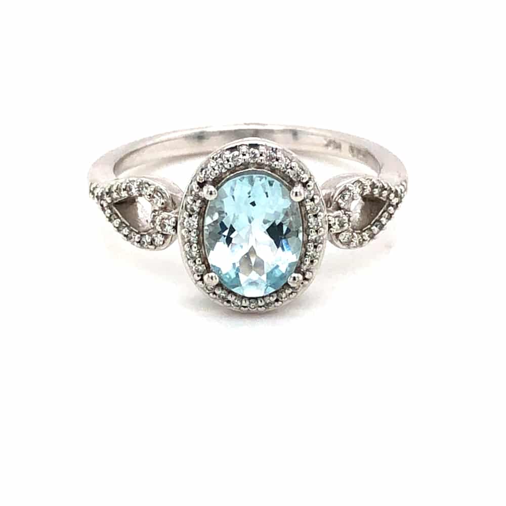 14KW Oval Aquamarine Fashion Ring