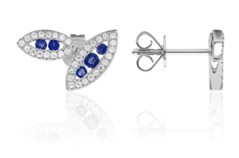 14KW Sapphire Leaf Studs
