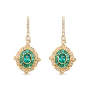 KY DIA EMERALD DANGLE EARS