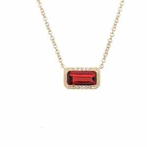 KY GARNET DIA HALO RECTANGLE NECK