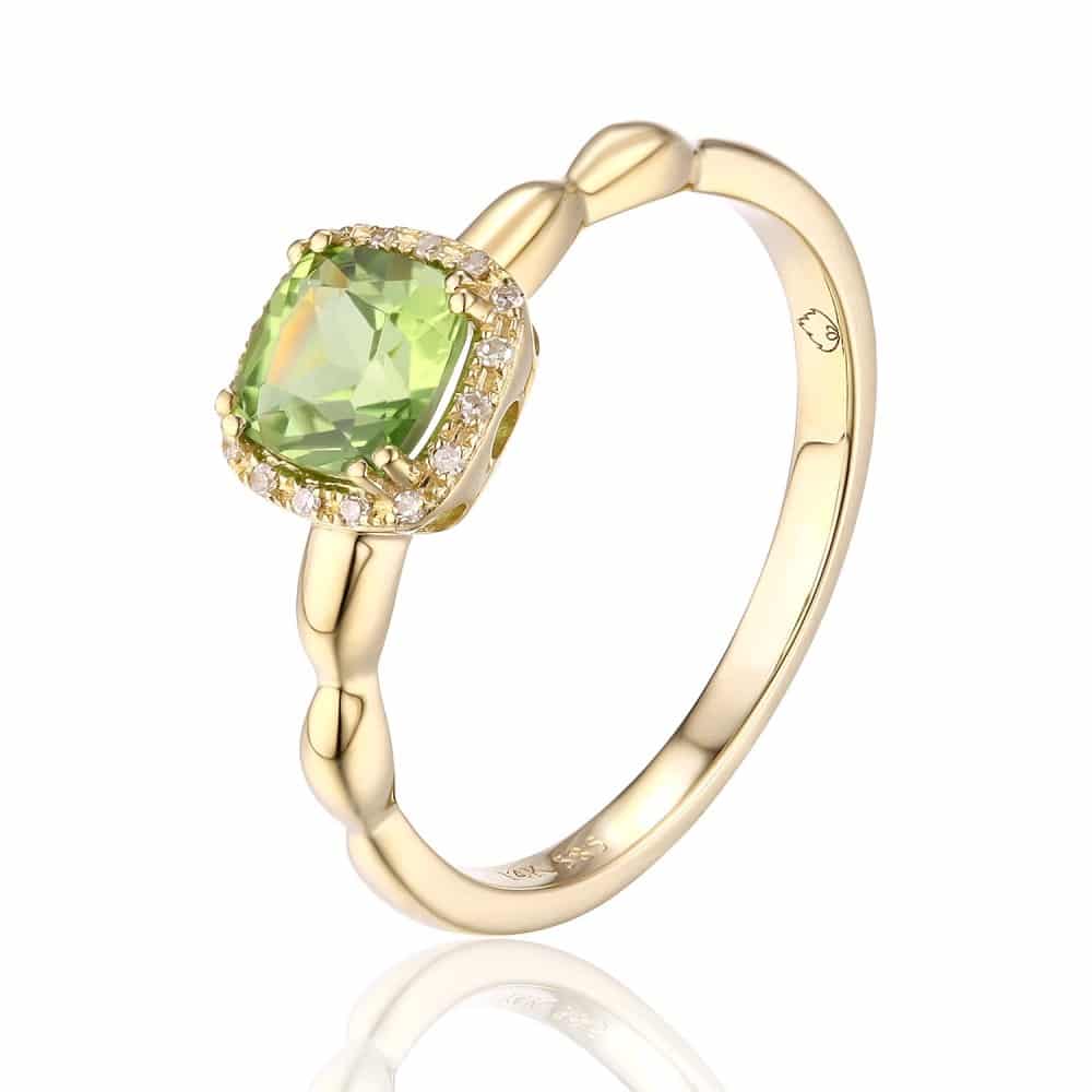14KY Cushion Cut Peridot Ring