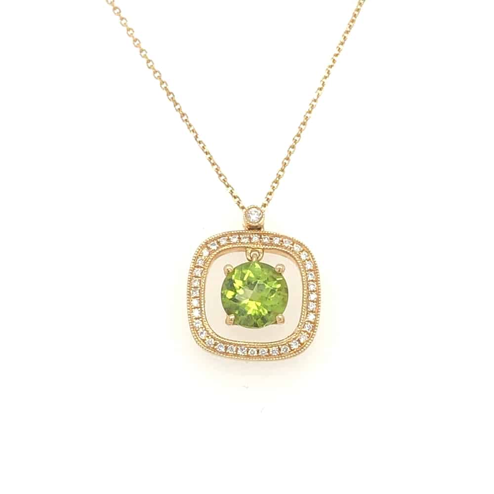 14KY Floating Halo Peridot Necklace