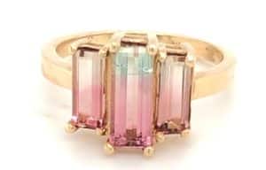 KY TOURM 3 STONE WATERMELON RING