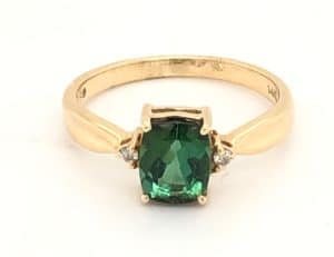KY TOURM GREEN CUSHION RING