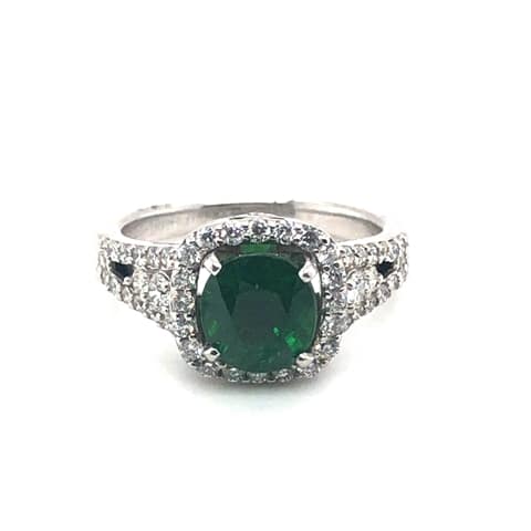 14KW Green Garnet and Diamond Ring