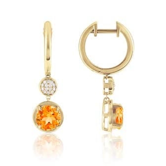 14KY Citrine and Diamond Drop Earrings