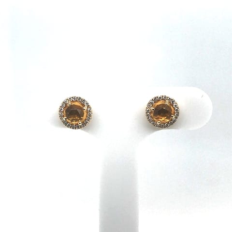 14KY Citrine Halo Studs
