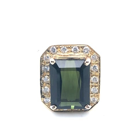 14KY Emerald Cut Green Tourmaline Ring