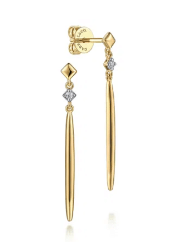 14KY Diamond Spike Drop Earrings
