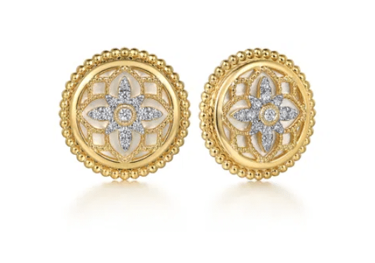 14KY Diamond & Mother of Pearl Studs