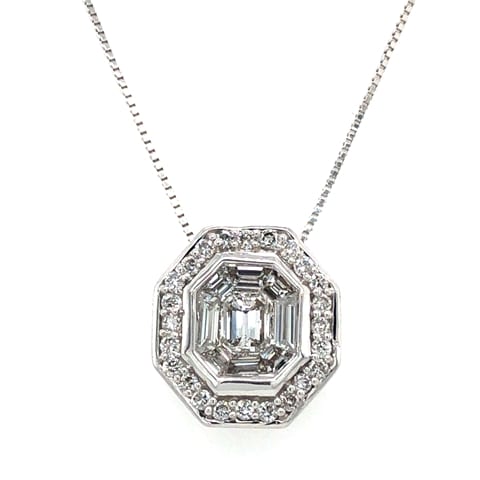 14KW Illusion Set Diamond Pendant