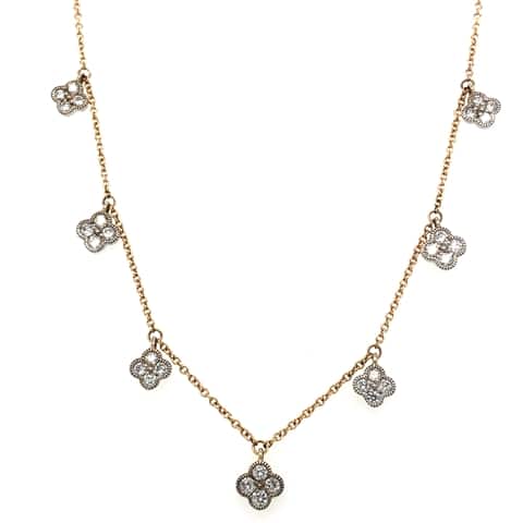 14K Two-Tone Clover Station Necklace