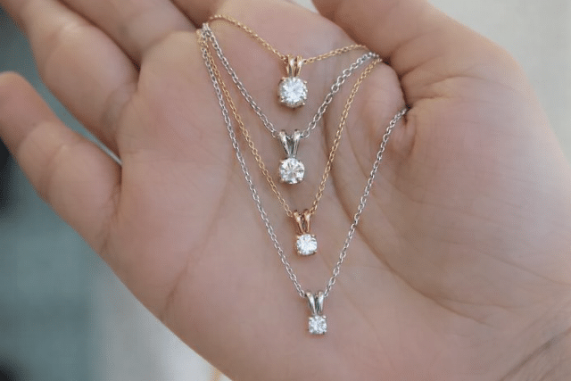 14K Diamond Solitaire Necklace