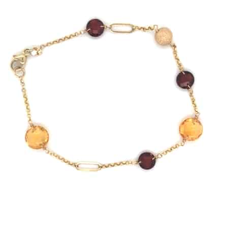 14KY Garnet & Citrine Bracelet