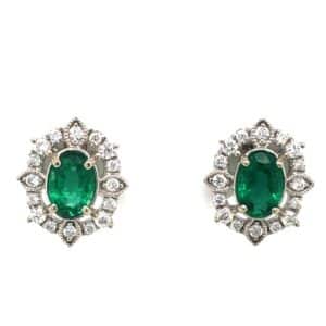 KW DIA EMERALD BURST STUDS