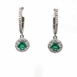 KW DIA EMERALD HOOP DANGLES
