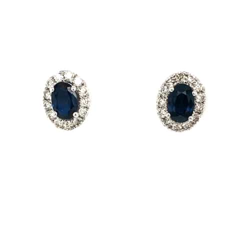 14KW Sapphire and Diamond Oval Studs