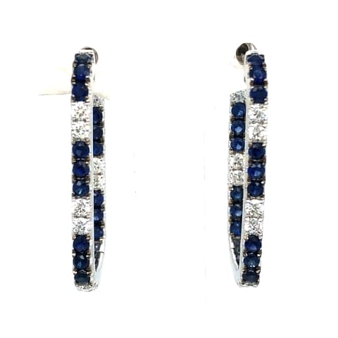 14KW Sapphire and Diamond Hoops