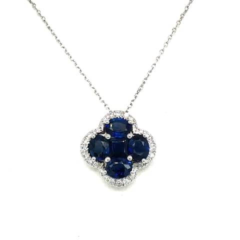 14KW Clover Sapphire Necklace
