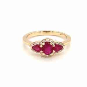 KY 3 STONE RUBY DIA RING