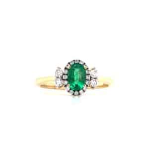 KY DIA EMERALD HALO ACCENTED RING